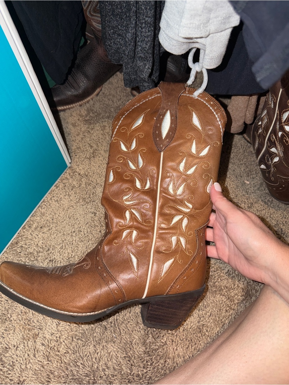 Ariat Women’s Brown Leather Western Cowboy Boots 7.5B Pointed Toe